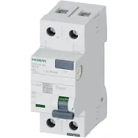 Siemens Interruttore differenziale , bipolare, tipo A, corrente nominale: 40 A, 300 mA, tensione nominale CA: 230 V, polo neutro a sinistra 5SV36146KL