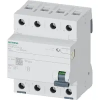 Siemens Interruttore differenziale , a 4 poli, tipo B, a intervento ritardato, corrente nominale: 40 A, 500 mA 5SV37444