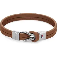 Tommy Hilfiger Bracciale moderno in pelle marrone Braided Knot 2790441