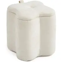 Idea New Garden Srl Pouf a forma di trifoglio in velluto scintillante con manico - design originale, elegante e pratico per il soggiorno e la camera da letto - LUCKY - Avorio