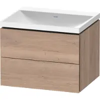 Duravit L-Cube c-shaped Ensemble suspendu, 2 tiroirs, sans trop-plein, sans trou pour robinetterie, 600x480x480mm, LC6950N55550000, LC6950N55550000
