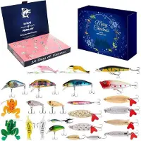 OEM Calendario dell'Avvento della pesca 2025, con 24 elementi, un calendario da tavolo natalizio per gli amanti del pesce.
