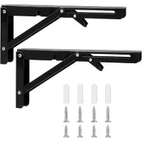 OEM Staffa angolare universale - Staffa angolare pieghevole in ferro - Staffa a 90 gradi - per cucina, ufficio, tavolo, parete - nera - 25 cm