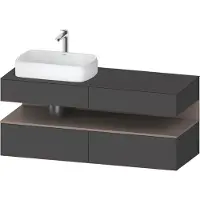 Duravit Collection One Meuble sous-vasque sur console, 2 tiroirs, 2 coulissants, découpe à gauche, 1400x550x600mm, niche basalte mat, QA4765043490010, QA4765043490010