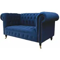 AEA Chesterfield Büro Sitzmöbel Einrichtung Sofa Couch 2 Sitz Textil Blau