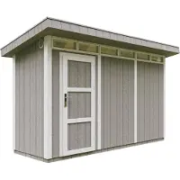 Timbela Capanno da giardino di 4,3m² con pavimento e piastrelle bituminose - Capanno da giardino L161xL411xH239 cm - Capanno da giardino M902 - GRIGIO TUNDRA