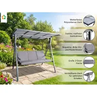 Prestige Home Living Outdoor Altalena da giardino a 3 posti Altalena hollywoodiana con tetto grigio