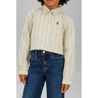 Calvin Klein Girls Stripe Poplin Shirt Ancient Marble/white Gray Taglia: 16 | Camicie Outlet | Unisex | Grigio