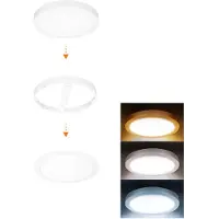 Solight Lampada da bagno a LED con minipannello 2 in 1, sorgente luminosa a 3 colori, montaggio a soffitto/a vista, 18 W, 1530 lm, IP54, bianca, rotonda, WD242-W