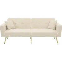Fortuna Lai vecchio codice: WF200993995B, divano letto con funzione letto, angolo regolabile, gambe dorate, con cuscini e tasche laterali portaoggetti