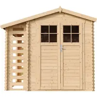 Timbela Casetta da giardino con porta legna in legno 4,47 m2 - Porta di alta qualità con serratura - L206xL272xH218 cm - M386F