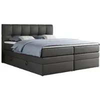 MKS Meble Letto boxspring con materasso matrimoniale - ALVIN-KING - 140x200 cm - Grigio scuro - H3