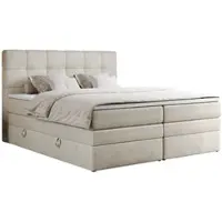 MKS Meble Letto boxspring, letto imbottito, letto, camera da letto - ERNI-KING - 120 x 200 cm - Beige - H4