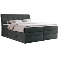MKS Meble Letto boxspring imbottito con cassetti, materasso Multipcket, letto matrimoniale con testiera - GOLD 10 KING - 120x200 - Grigio scuro testurizzato - H4