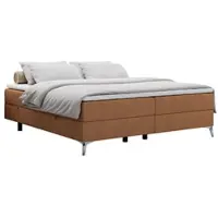 MKS Meble Boxspring senza testiera LESS su piedini alti con vano contenitore - 180x200 cm - Materasso H4 | Arancione Tessuto strutturato - Topper T25