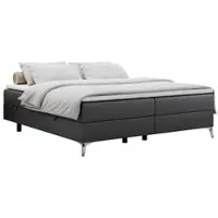 MKS Meble Boxspring senza testiera LESS su piedini alti con vano contenitore - 160x200 cm - Materasso H3 | Ecopelle grigia - Topper T25