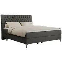 MKS Meble Letto boxspring 180x200 con 2 cassetti, materasso e coprimaterasso, letto imbottito 180x200, letto 180x200 - MILEN - 180x200 cm - Grigio scuro - Ecopelle - H3