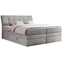 MKS Meble Letto boxspring imbottito con cassetti, materasso Multipcket, letto matrimoniale con testiera - GOLD 10 KING - 120x200 - Grigio chiaro vellutato - H3