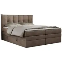 MKS Meble Letto boxspring con materasso a molle insacchettate a 7 zone e topper - PREMIUM-10-KING - 160x200 cm - Marrone - H4