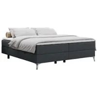 MKS Meble Boxspring senza testiera LESS su piedini alti con vano contenitore - 120x200 cm - Materasso H4 | Grigio Tessuto strutturato - Topper T25