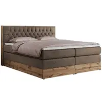 MKS Meble Letto continentale Boxspring AMORE KING con contenitore - 180x200 cm - Materasso H3 - Marrone Velluto - Topper T25
