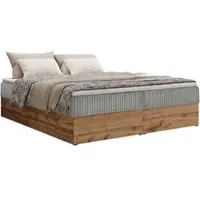 MKS Meble Letto continentale senza testiera Wood Zero 160x200 cm Media rigidità (H3) | Grigio chiaro Velluto a coste | Topper T25