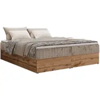 MKS Meble Letto continentale senza testiera Wood Zero 160x200 cm Rigido (H4) | Marrone chiaro Velluto a coste | Topper T25