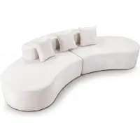Costway Divano modulare a 5 posti , divano ad angolo senza struttura rigida, divano imbottito con 3 cuscini e imbottitura in schiuma, divano per soggiorno, non richiede montaggio, beige
