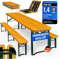 Casaria Set da Birreria 220cm in Legno 1 Tavolo 2 Panche
