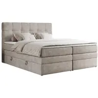 MKS Meble Letto boxspring, letto imbottito, letto, camera da letto - ERNI-KING - 180 x 200 cm - Beige - H4