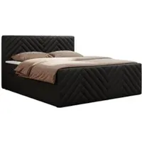 MKS Meble Letto boxspring 160x200 con contenitore e materasso H4 - Paris Duo - Pelle finta nera