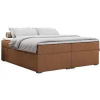 MKS Meble Boxspring senza testiera BESS con vano contenitore - 180x200 cm - Multipocket H3 | Arancione Tessuto strutturato - Topper T25