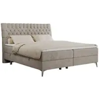 MKS Meble Letto boxspring 180x200 con 2 cassetti, materasso e topper, letto imbottito 180x200, letto 180x200 - MILEN - 180x200 cm - Beige - Struttura - H3