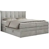 MKS Meble Letto boxspring con materasso a molle insacchettate a 7 zone e topper - PREMIUM-10-KING - 120x200 cm - Grigio chiaro - H3