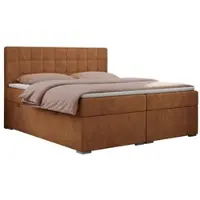 MKS Meble Letto boxspring, letto matrimoniale, letto imbottito con testiera, contenitore - CARMEN - 200x200 - Arancione - Struttura - H3