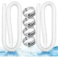OEM Scala per piscina - Set da 2 pezzi, 32 mm, bianca, con 4 staffe di fissaggio, 149,9 x 3,2 cm, adatta per piscine fuori terra
