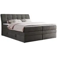 MKS Meble Letto boxspring imbottito con cassetti, materasso Multipcket, letto matrimoniale con testiera - GOLD 10 KING - 200x200 - Grigio scuro vellutato - H4