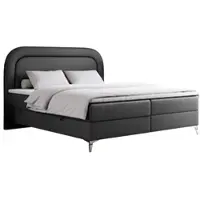 MKS Meble Letto matrimoniale, letto boxspring con materasso a tasche multiple, per camera da letto - EIRA - 200x200 cm - Grigio scuro - H4