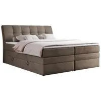 MKS Meble Letto con boxspring, imbottito, con contenitore portaoggetti, materasso multipocket, matrimoniale, testiera - GOLD 10 KING - 200x200 - Marrone velluto - Altezza H4