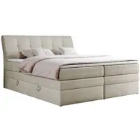 MKS Meble Letto boxspring imbottito con cassetti, materasso Multipcket, letto matrimoniale con testiera - GOLD 10 KING - 180x200 cm - Velluto beige - H3
