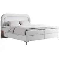 MKS Meble Letto matrimoniale, letto boxspring con materasso a molle insacchettate, per camera da letto - EIRA - 120x200 cm - Bianco - H4