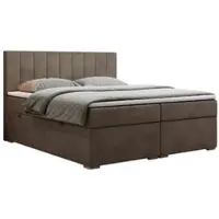 MKS Meble Letto boxspring 140x200, letto 140x200 con materasso e topper, letto boxspring con cassetti, letto matrimoniale - LOPE - 140x200 - Marrone - Velvet - H4
