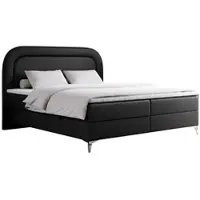 MKS Meble Letto matrimoniale, letto boxspring con materasso a tasche multiple, per camera da letto - EIRA - 180x200 cm - Nero - H4