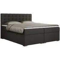 MKS Meble Letto boxspring 120x200 con contenitore, letto 120x200 con materasso e topper - SUSAN - 120x200 - Grigio scuro - Ecopelle - H3