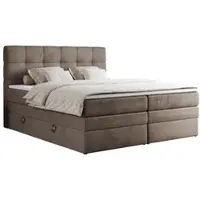 MKS Meble Letto boxspring, letto imbottito, letto, camera da letto - ERNI-KING - 140 x 200 cm - Marrone - H4