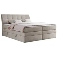 MKS Meble Letto boxspring imbottito con cassetti, materasso Multipcket, letto matrimoniale con testiera - GOLD 10 KING - 140x200 - Beige testurizzato - H4
