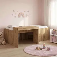 Prolenta Maison Exclusive - Letto a soppalco con scrivania per bambini in rovere Artisan