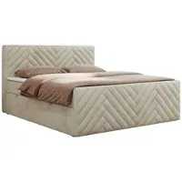 MKS Meble Letto boxspring 140x200 con contenitore e materasso H4 - Paris Duo - Velluto beige