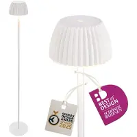 Briloner Lampada LED da terra a batteria Brilo unplugged Riffle, bianca, dimmer touch