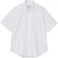 Carhartt WIP - Camicia in popeline di cotone - S/S Keene Shirt Keene Stripe White per Uomo in Cotone - Taglia L - Bianco